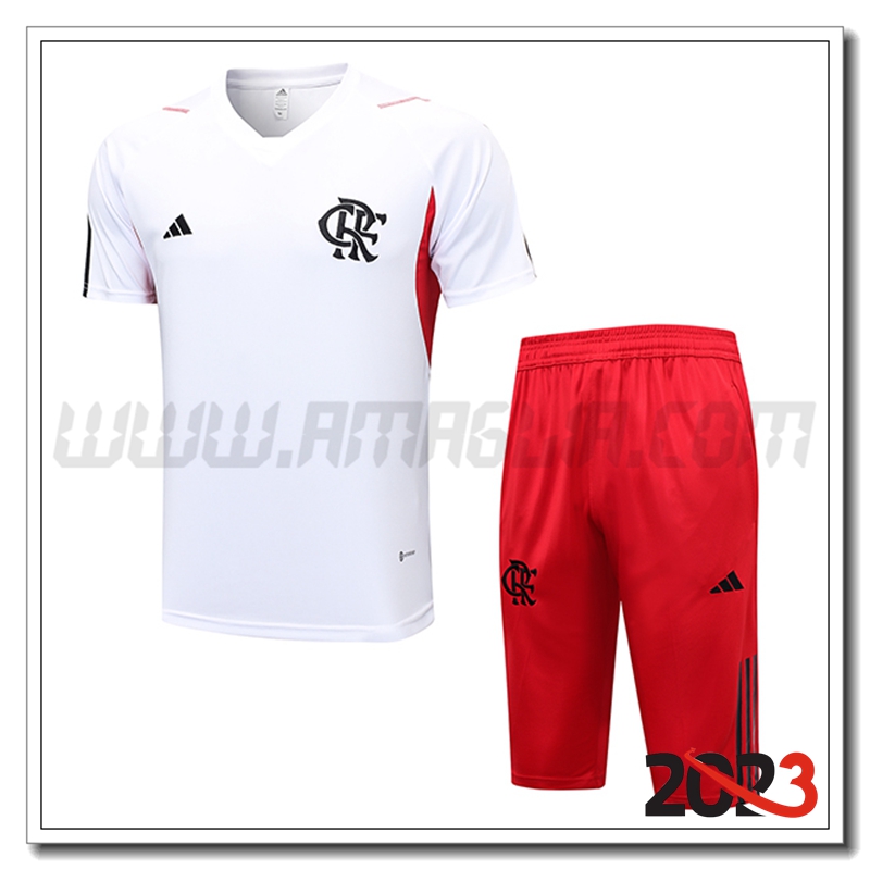 KIT Maglia Allenamento + Pantaloncini Flamengo Bianco 2023 2024