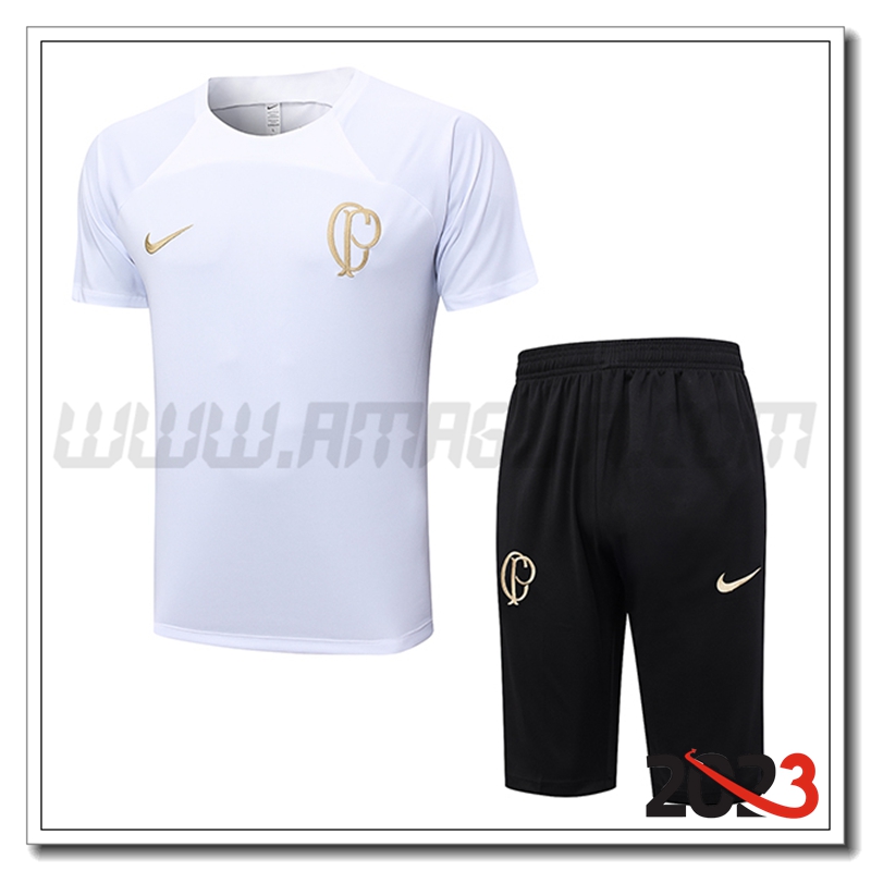KIT Maglia Allenamento + Pantaloncini Corinthians Bianco 2023 2024