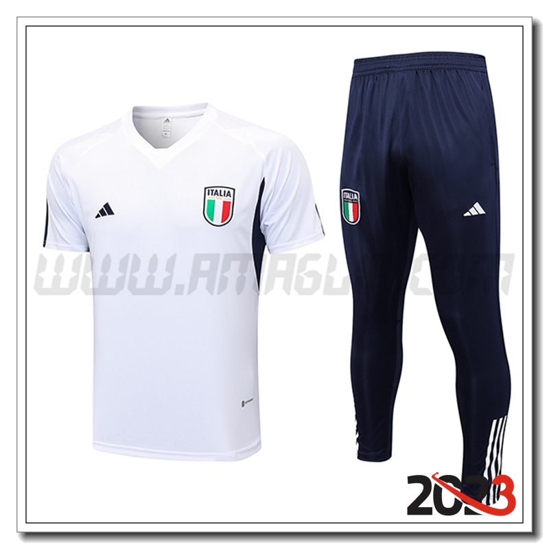 KIT Maglia Allenamento + Pantaloni Italia Bianco 2023 2024