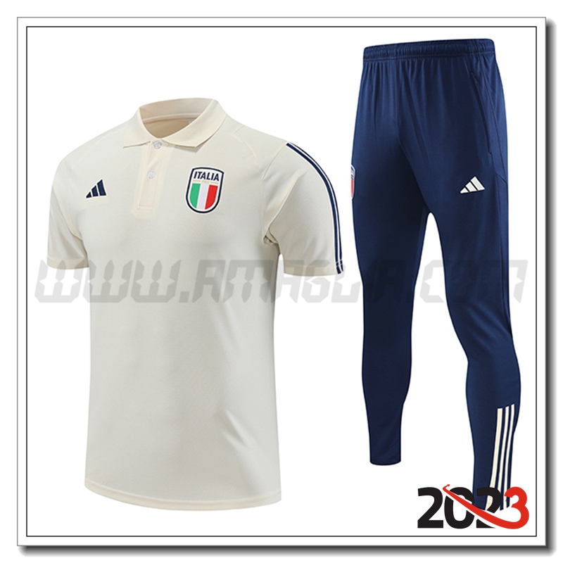 KIT Maglia Polo Italia + Pantaloni Bianco 2023 2024