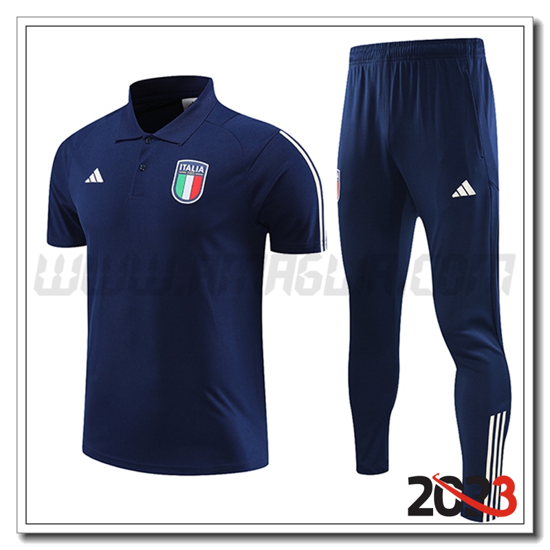 KIT Maglia Polo Italia + Pantaloni Blu Marino 2023 2024