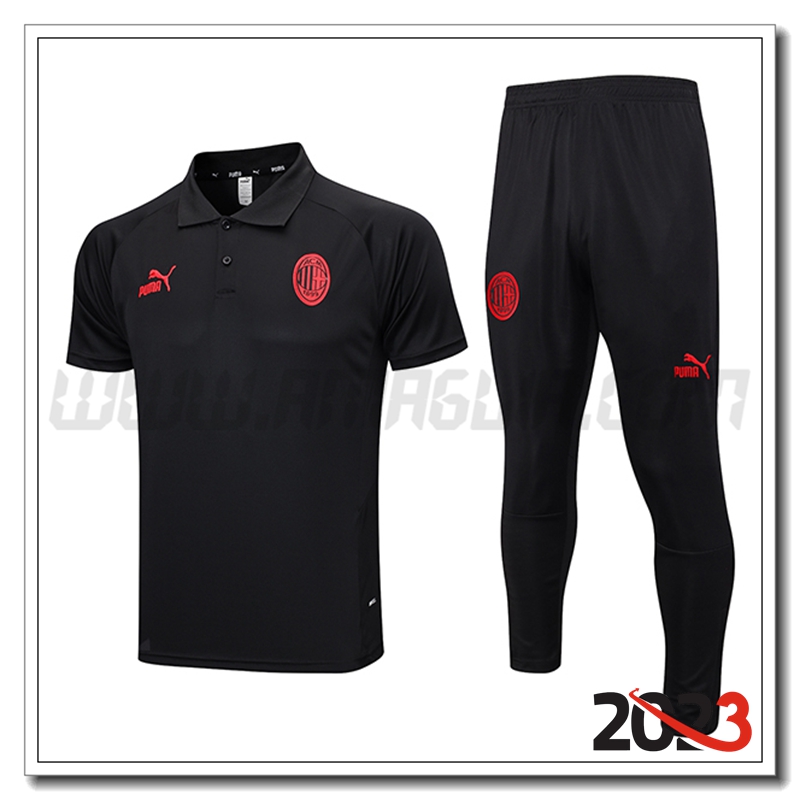 KIT Maglia Polo AC Milan + Pantaloni Nero 2023 2024