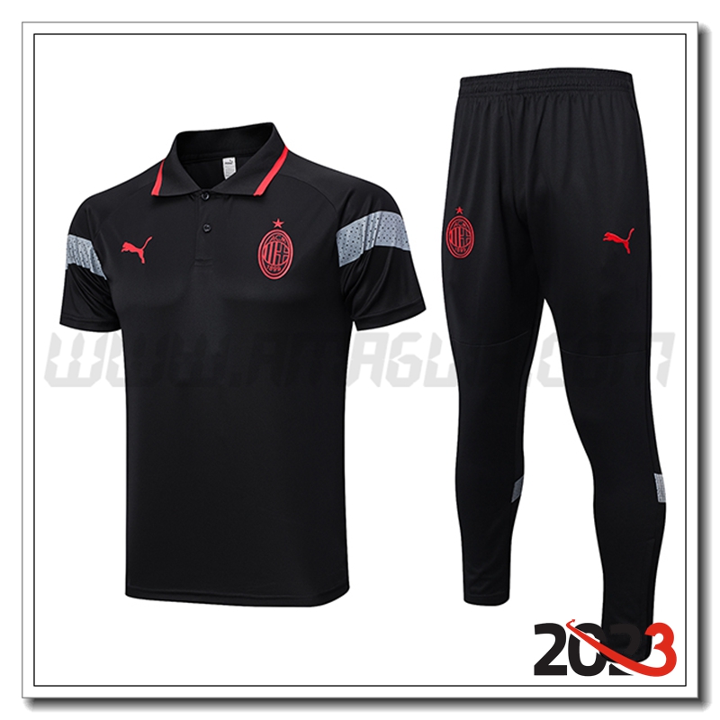 KIT Maglia Polo AC Milan + Pantaloni Nero 2023 2024