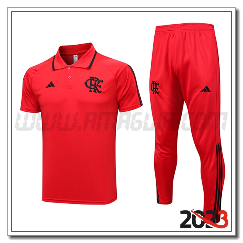 KIT Maglia Polo Flamengo + Pantaloni Rosso 2023 2024