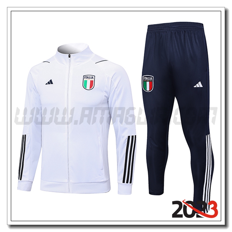 Tuta Allenamento Giacca Italia Bianco 2023 2024