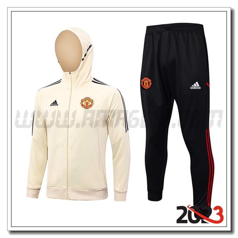 Tuta Giacca a Vento con Cappuccio Manchester United GIALLO 2023 2024