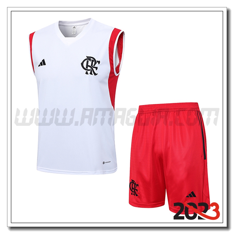 Kit Canotta Allenamento Flamengo + Pantaloncini Bianco 2023 2024