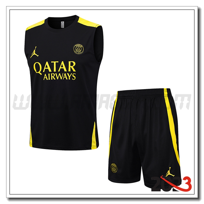 Kit Canotta Allenamento PSG Jordan + Pantaloncini Nero 2023 2024