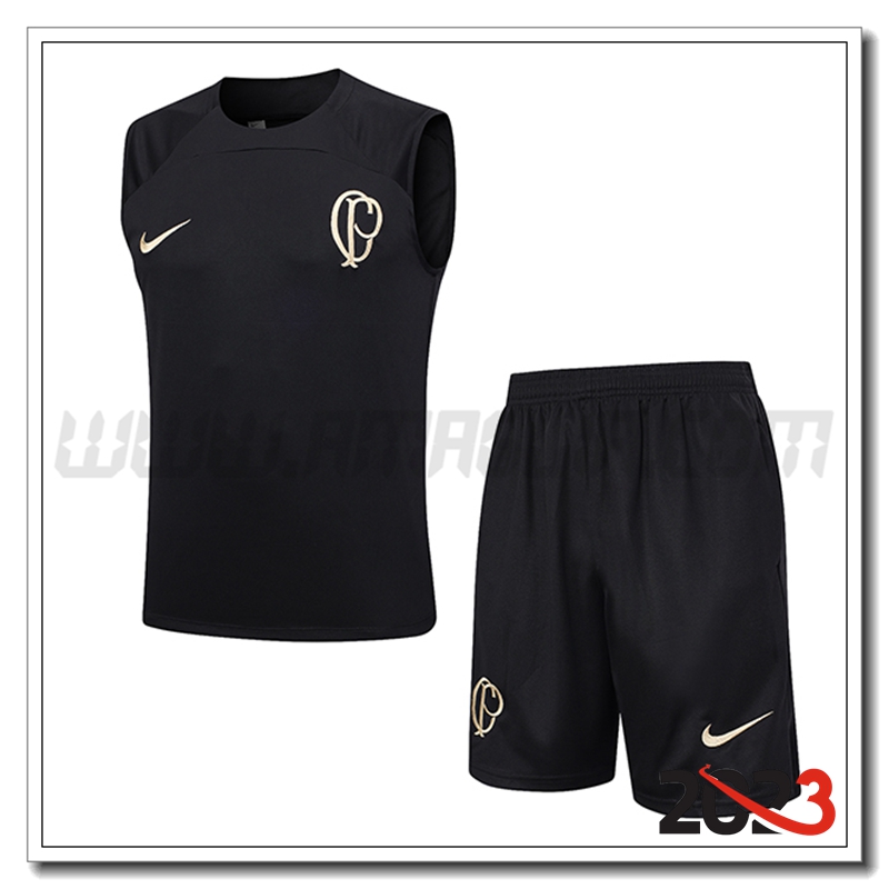 Kit Canotta Allenamento Corinthians + Pantaloncini Nero 2023 2024
