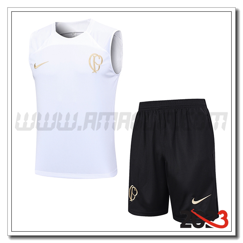 Kit Canotta Allenamento Corinthians + Pantaloncini Bianco 2023 2024