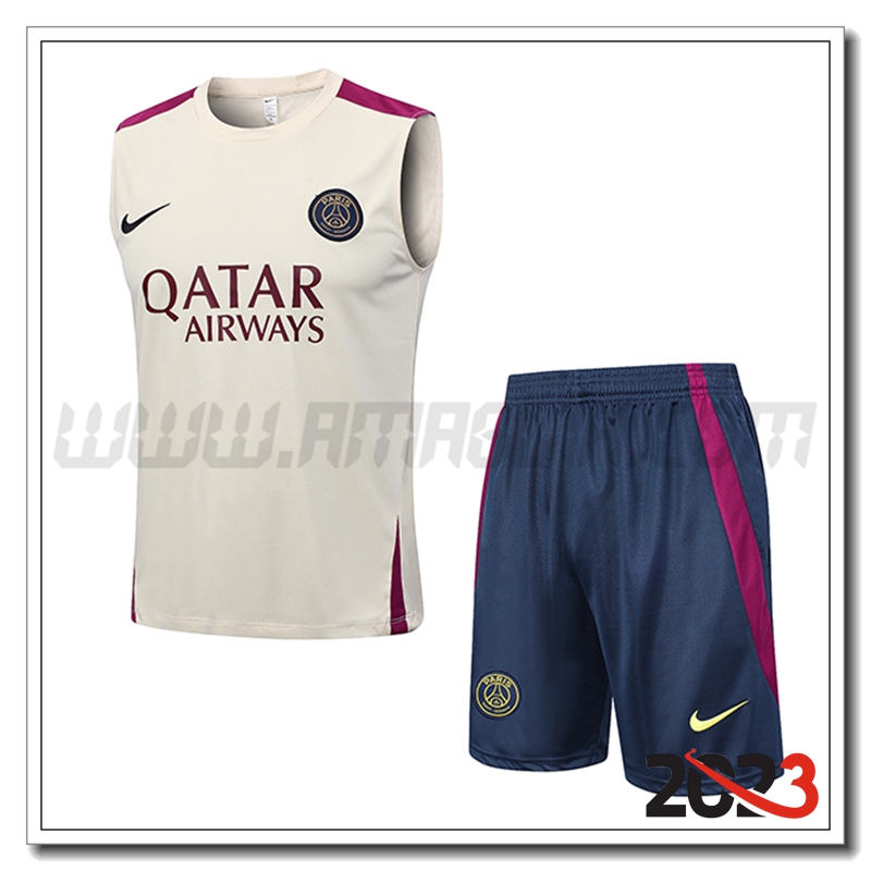 Kit Canotta Allenamento PSG + Pantaloncini Giallo 2023 2024