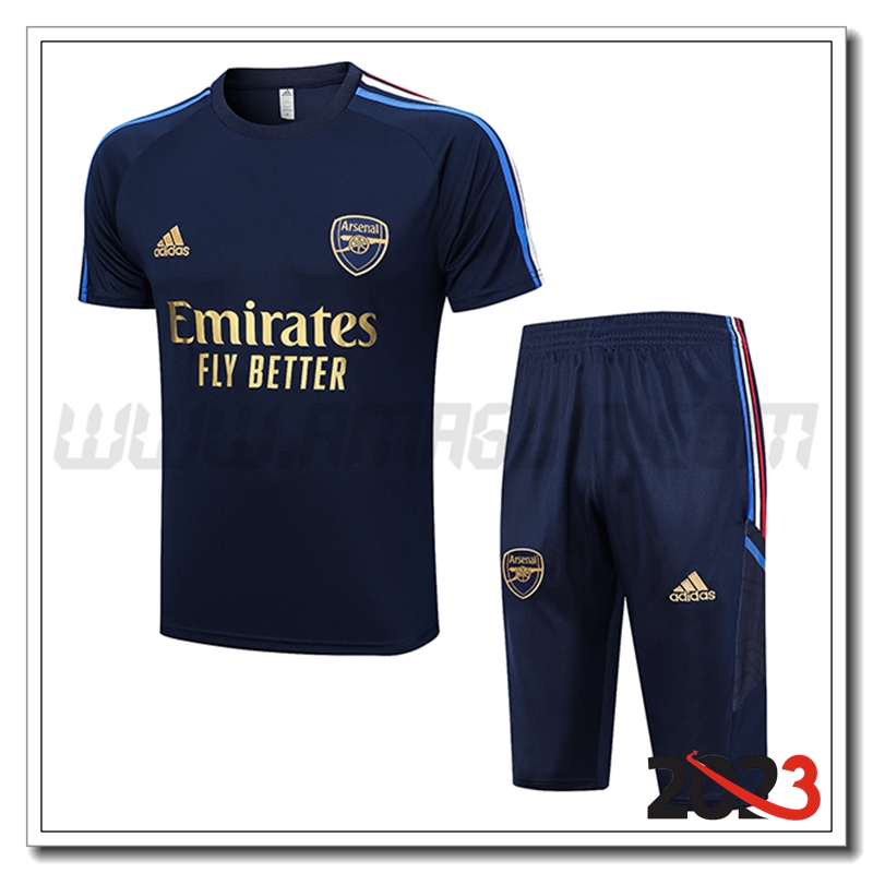 Kit Maglia Allenamento Arsenal + Pantaloncini Blu Marino 2023 2024