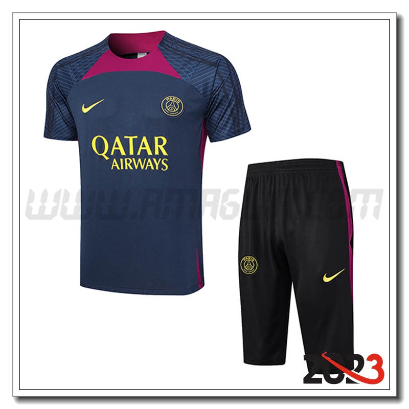 Kit Maglia Allenamento PSG + Pantaloncini Blu Marino 2023 2024