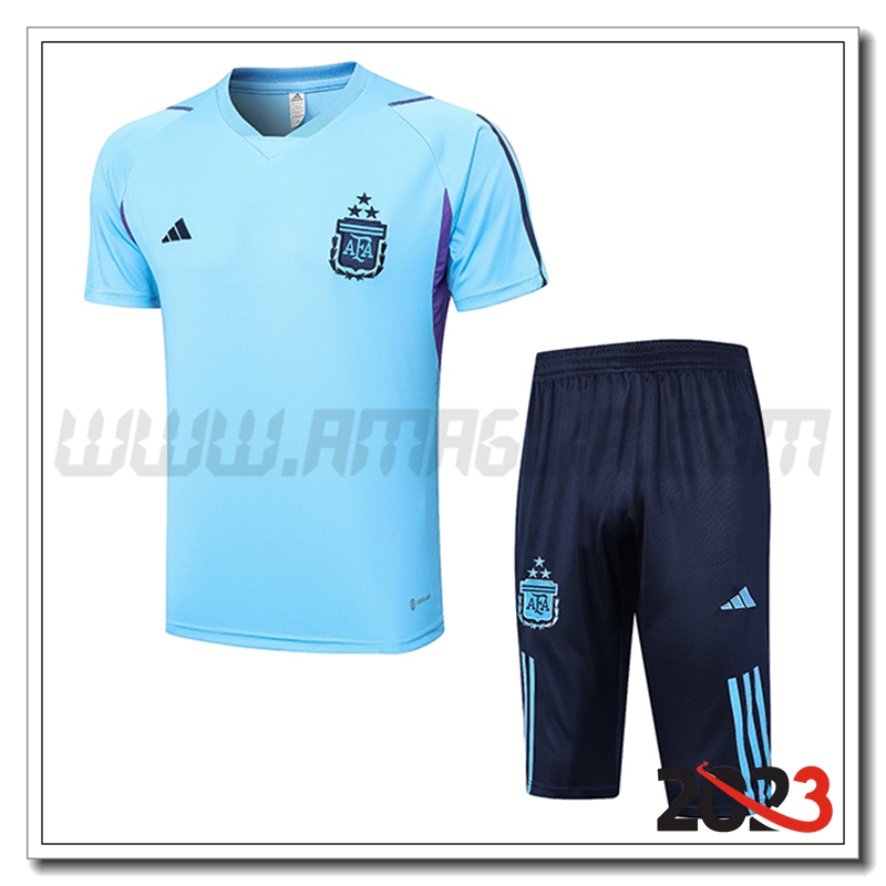 Kit Maglia Allenamento Argentina + Pantaloncini Azzurro 2023 2024