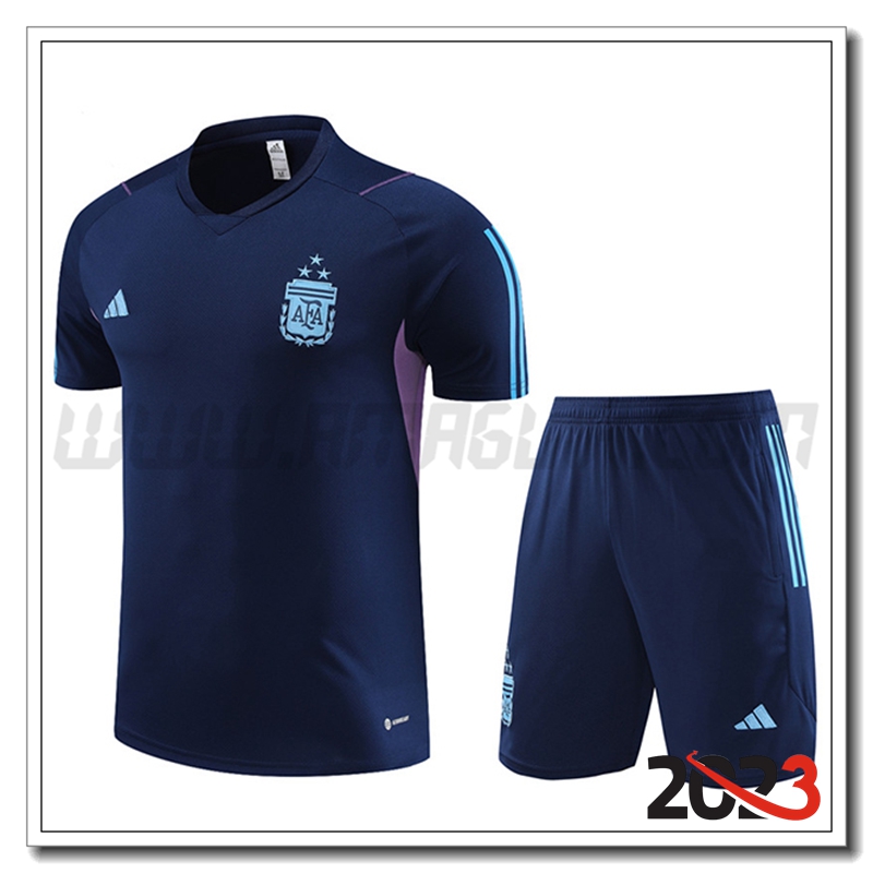 Kit Maglia Allenamento Argentina + Pantaloncini Blu Marino 2023 2024