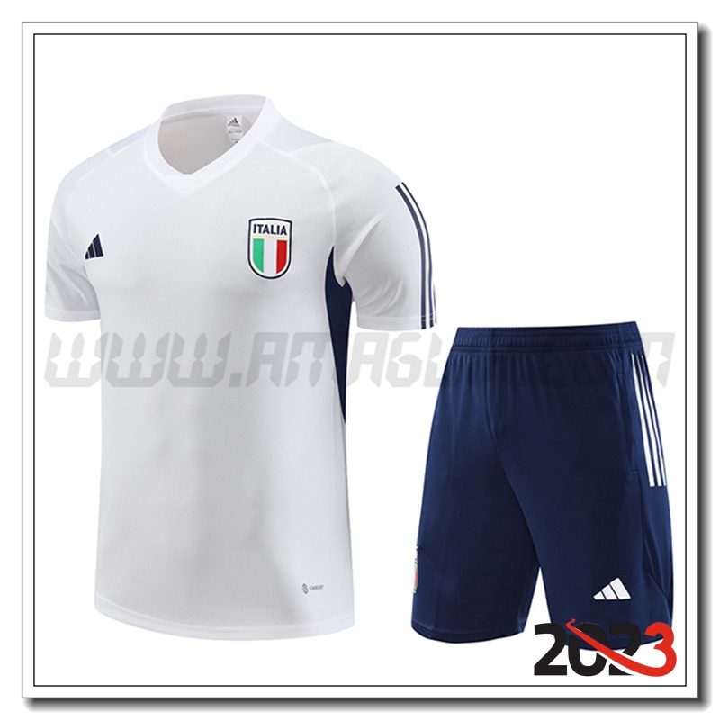 Kit Maglia Allenamento Italia + Pantaloncini Bianco 2023 2024