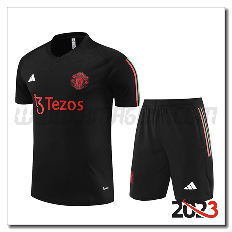 Kit Maglia Allenamento Manchester United + Pantaloncini Nero 2023 2024