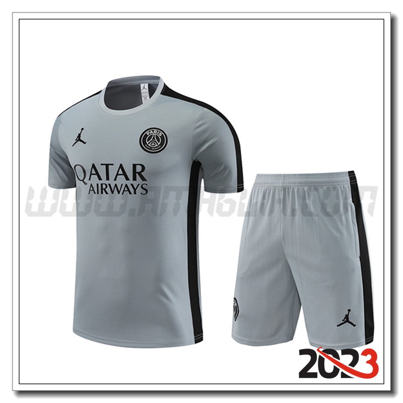 Kit Maglia Allenamento PSG + Pantaloncini Grigio 2023 2024