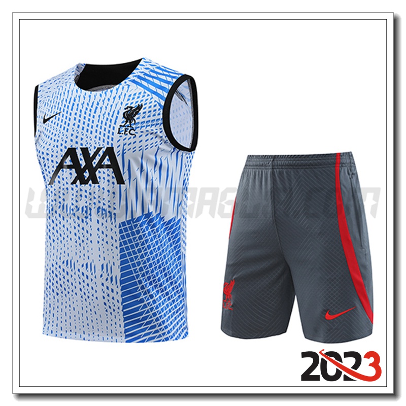 Kit Canotta Allenamento FC Liverpool + Pantaloncini Azzurro 2023 2024