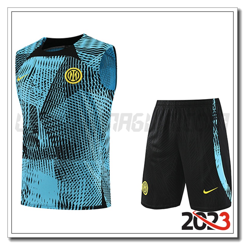 Kit Canotta Allenamento PSG + Pantaloncini Azzurro 2023 2024
