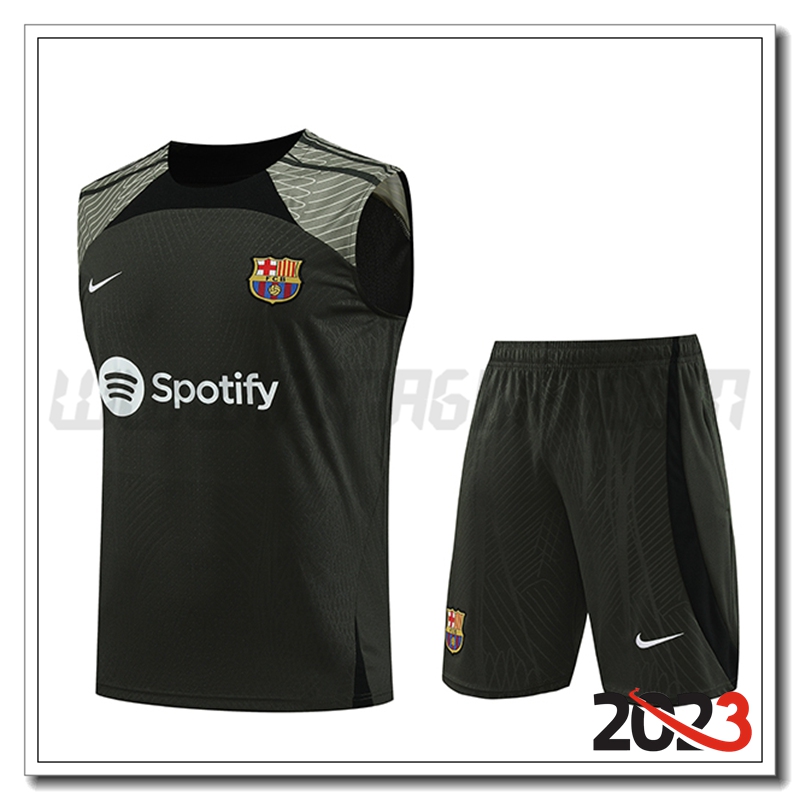 Kit Canotta Allenamento FC Barcellona + Pantaloncini Verde 2023 2024