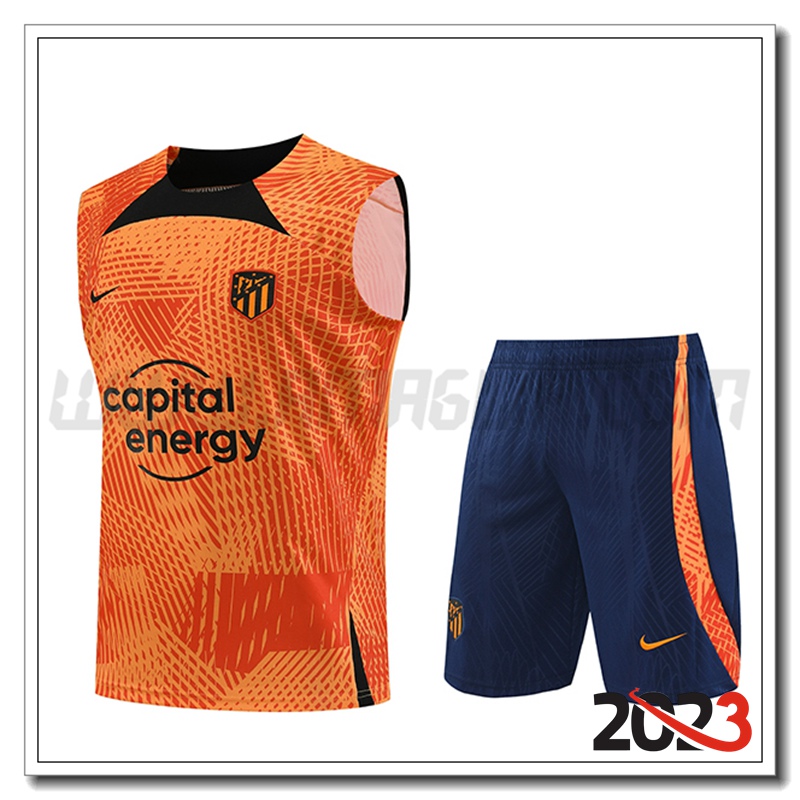 Kit Canotta Allenamento Atletico Madrid + Pantaloncini Arancia 2023 2024