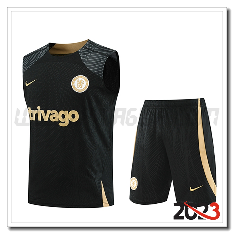 Kit Canotta Allenamento FC Chelsea + Pantaloncini Nero 2023 2024