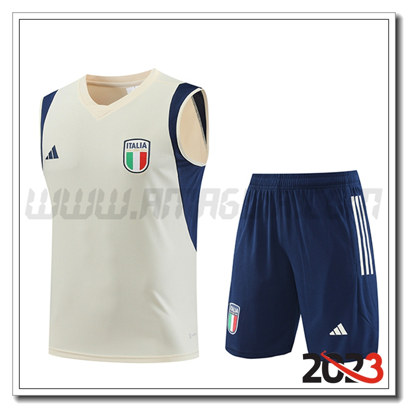 Kit Canotta Allenamento Italia + Pantaloncini Bianco 2023 2024