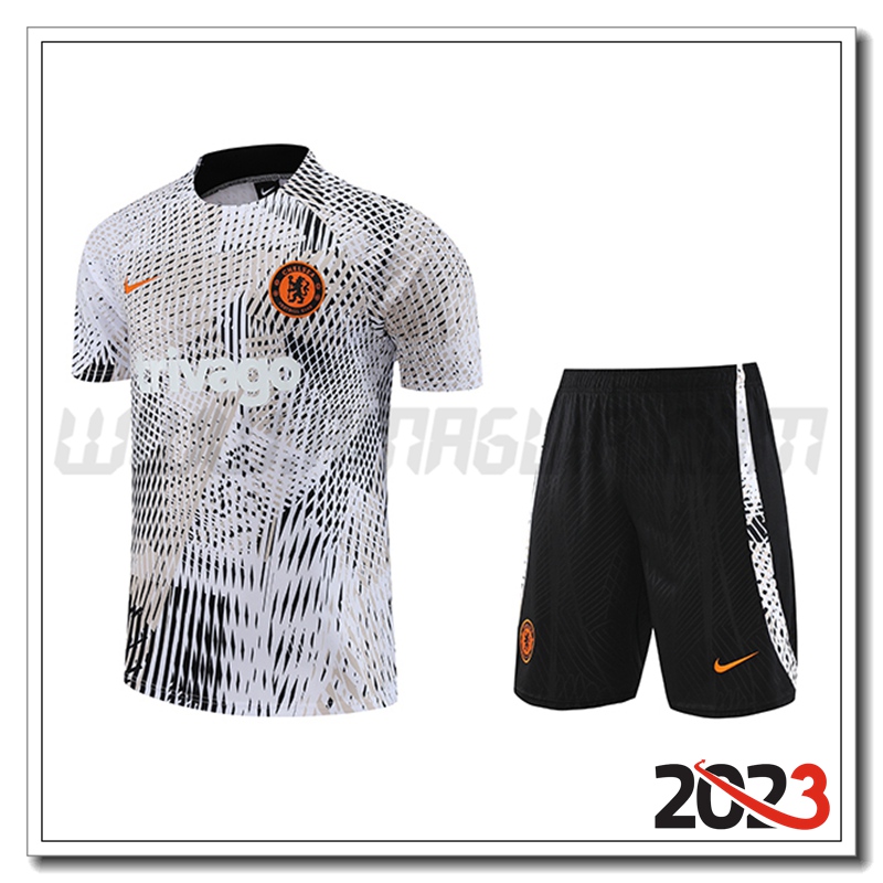 Kit Maglia Allenamento FC Chelsea + Pantaloncini Bianco 2023 2024