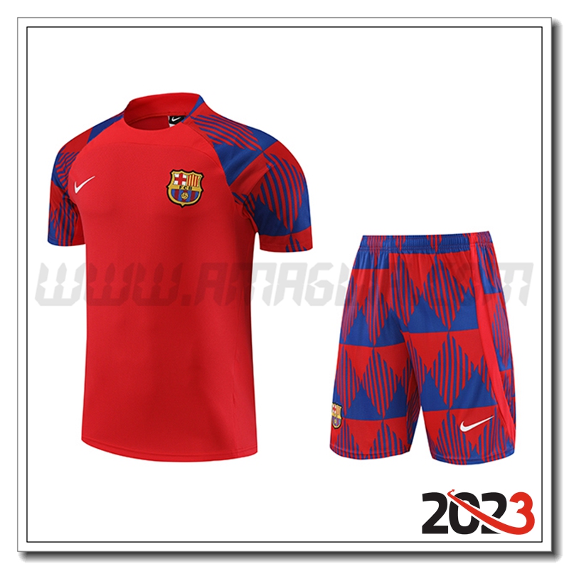 Kit Maglia Allenamento FC Barcellona + Pantaloncini Rosso 2023 2024