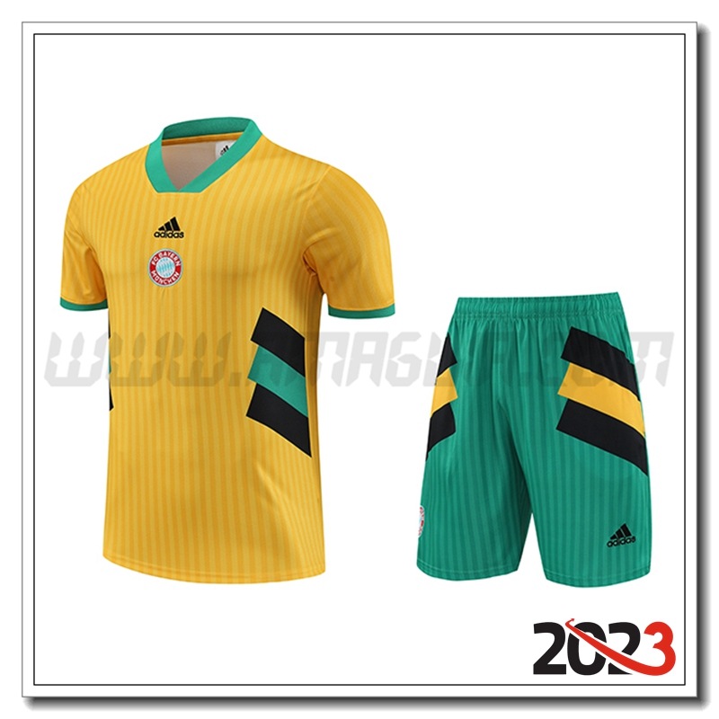 Kit Maglia Allenamento Bayern Monaco + Pantaloncini Giallo 2023 2024