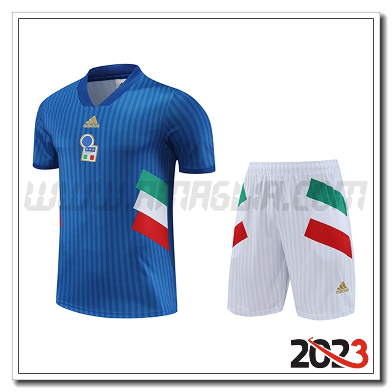 Kit Maglia Allenamento Italia + Pantaloncini Blu 2023 2024