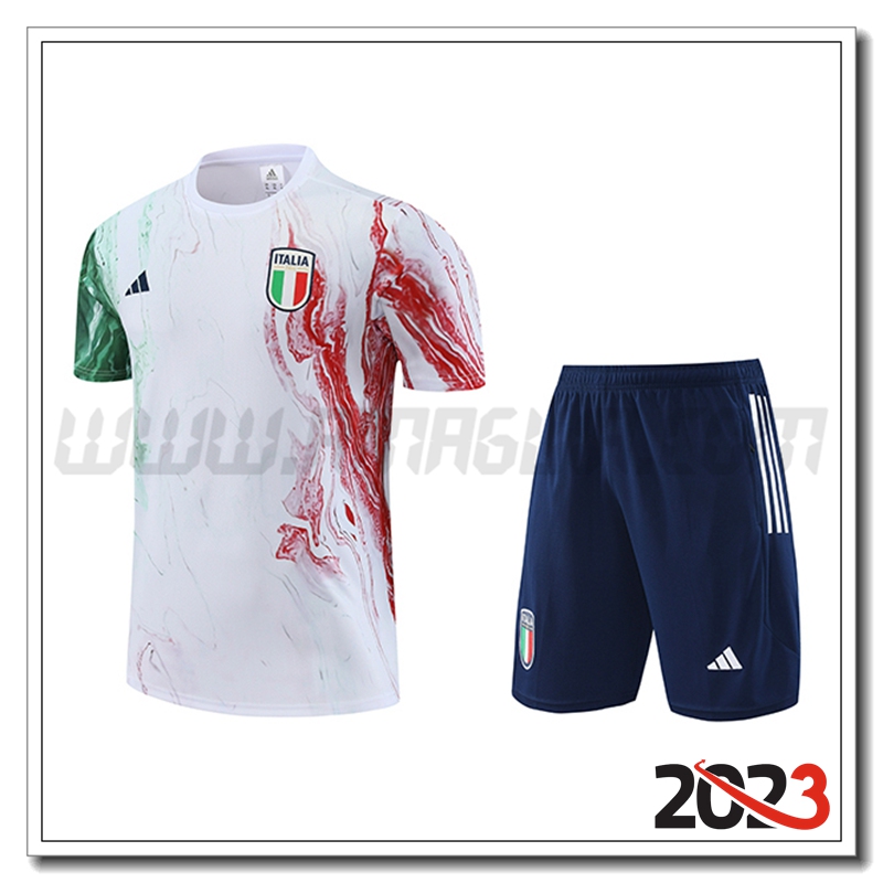 Kit Maglia Allenamento Italia + Pantaloncini Bianco 2023 2024