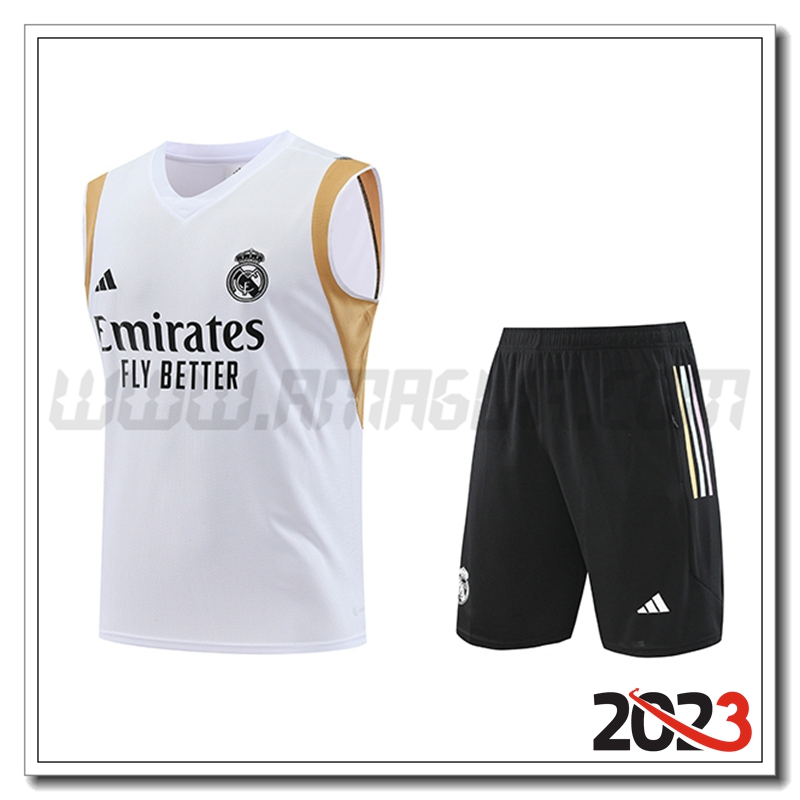 Kit Canotta Allenamento Real Madrid + Pantaloncini Bianco 2023 2024
