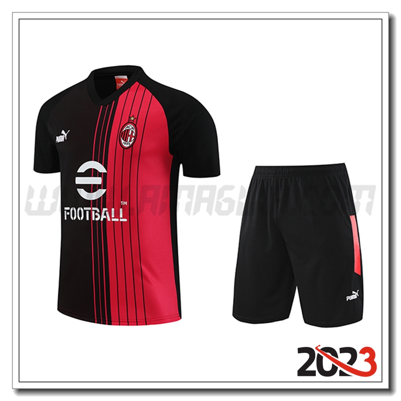 Kit Maglia Allenamento AC Milan + Pantaloncini Bianco/Grigio 2023 2024