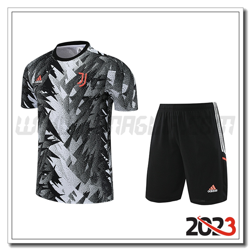 Kit Maglia Allenamento Juventus + Pantaloncini Bianco/Nero 2023 2024