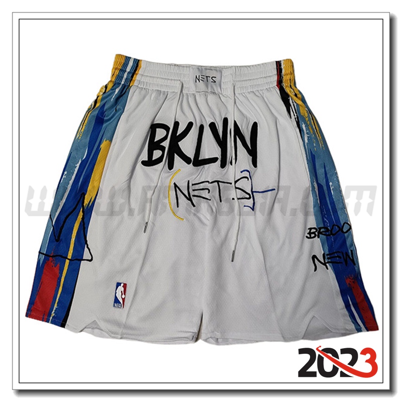 Pantaloncini NBA Brooklyn Nets 2023 Bianco
