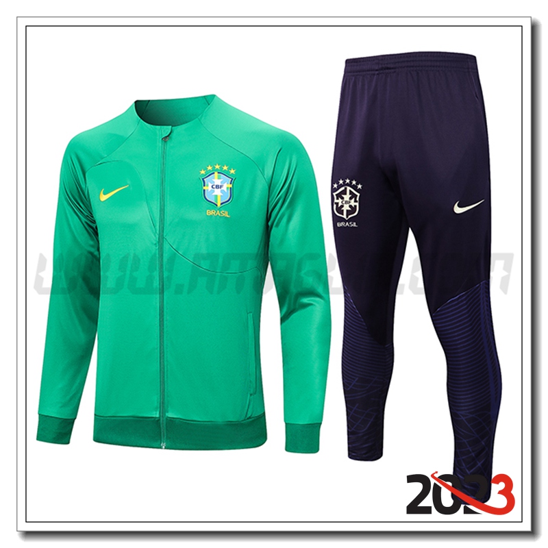 Tuta Allenamento Giacca Brasile Verde 2023 2024