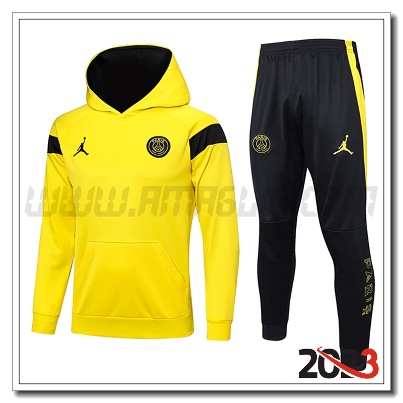 Tuta Giacca Con Cappuccio Jordan PSG Giallo 2023 2024