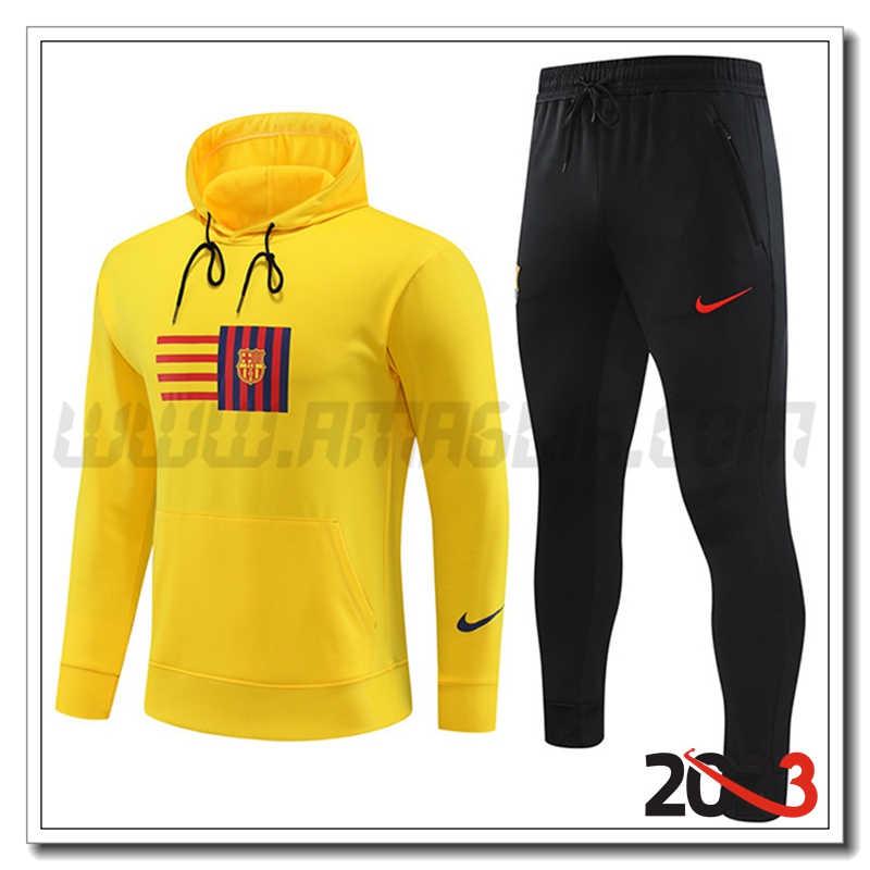 Tuta Giacca Con Cappuccio FC Barcellona Giallo 2023 2024