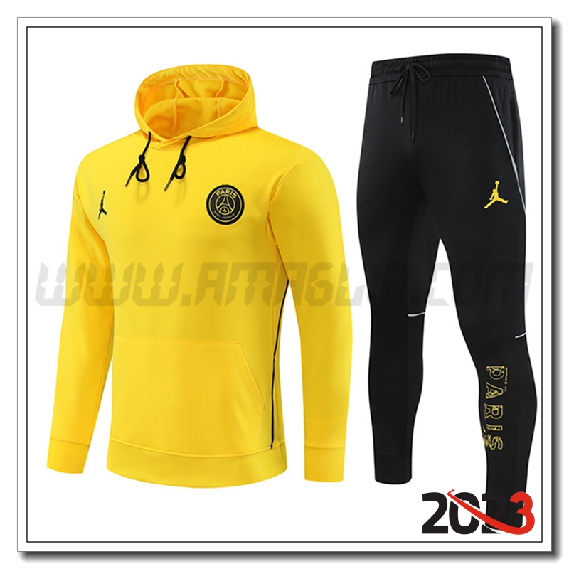 Tuta Giacca Con Cappuccio Jordan PSG Giallo 2023 2024