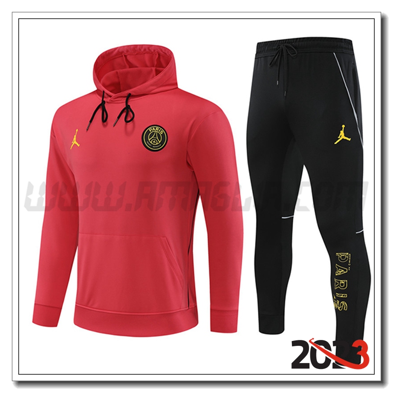 Tuta Giacca Con Cappuccio Jordan PSG Rosso 2023 2024