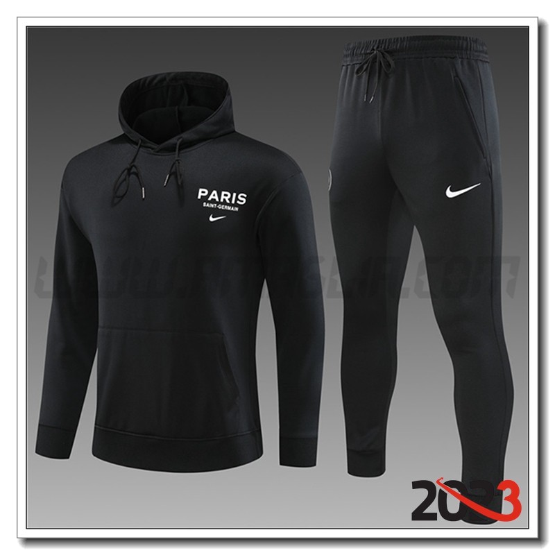 Tuta Giacca Con Cappuccio PSG Bambino Nero 2023 2024