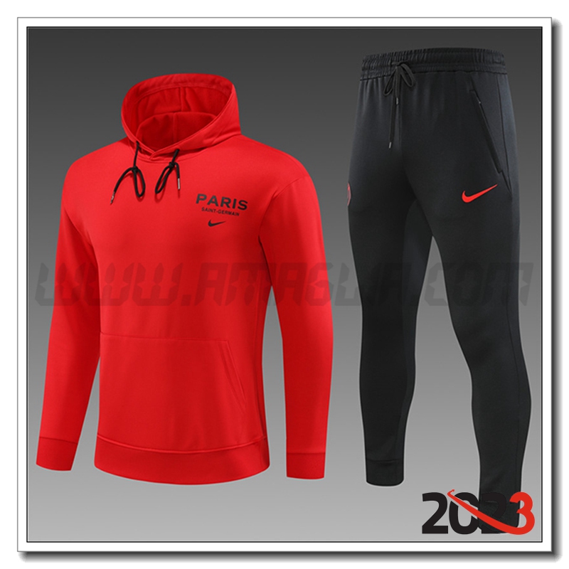 Tuta Giacca Con Cappuccio PSG Bambino Rosso 2023 2024