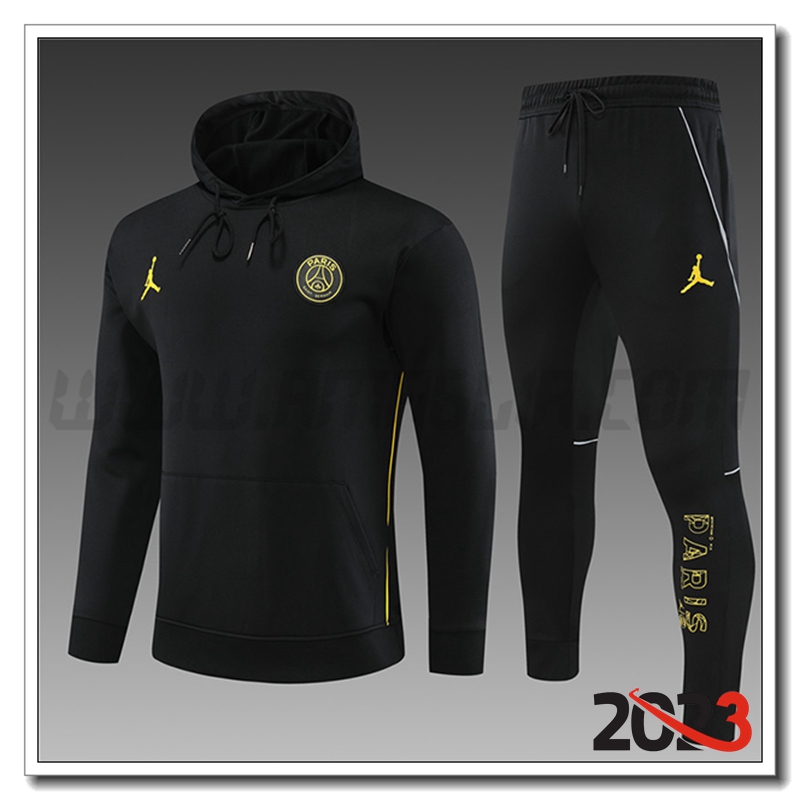 Tuta Giacca Con Cappuccio Jordan PSG Bambino Nero 2023 2024