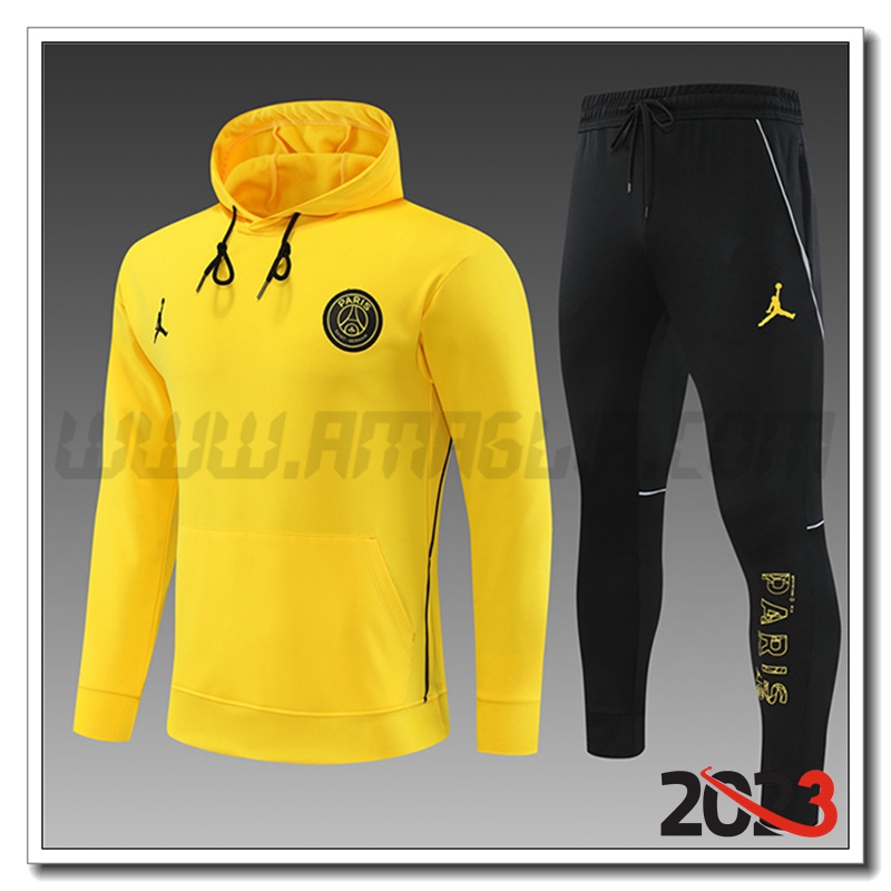 Tuta Giacca Con Cappuccio Jordan PSG Bambino Giallo 2023 2024