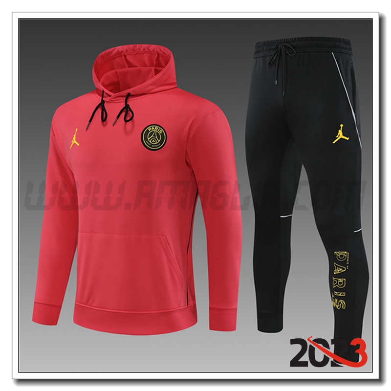 Tuta Giacca Con Cappuccio Jordan PSG Bambino Rosso 2023 2024