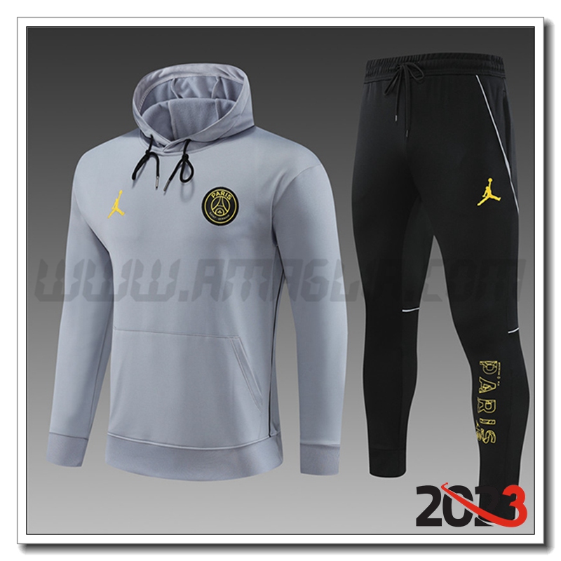Tuta Giacca Con Cappuccio Jordan PSG Bambino Grigio 2023 2024