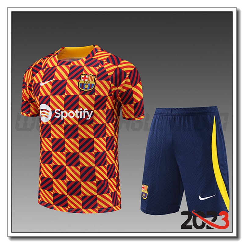 Kit Maglia Allenamento Barcellona Bambino Giallo 2023 2024