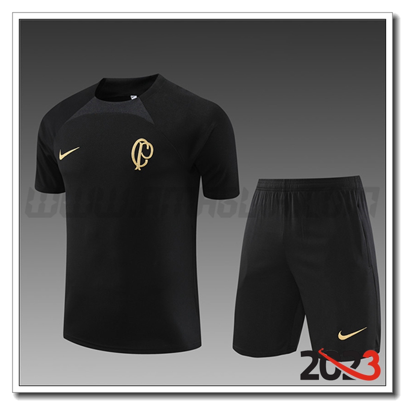 Kit Maglia Allenamento Corinthians Bambino Nero 2023 2024